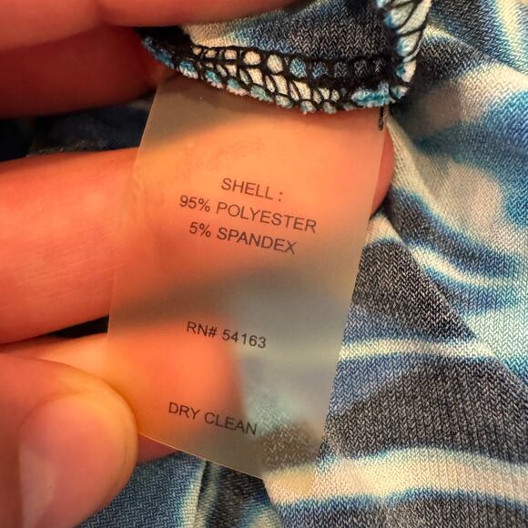 Calvin Klein Scoop Neck Printed Jumpsuit Black Blue White Sleeveless Sz 14 - Picture 7 of 7